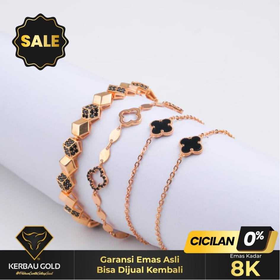 [Kerbau Gold] Gelang Emas Luxury Black Eye 8K - Emas Asli 100% - Double Date