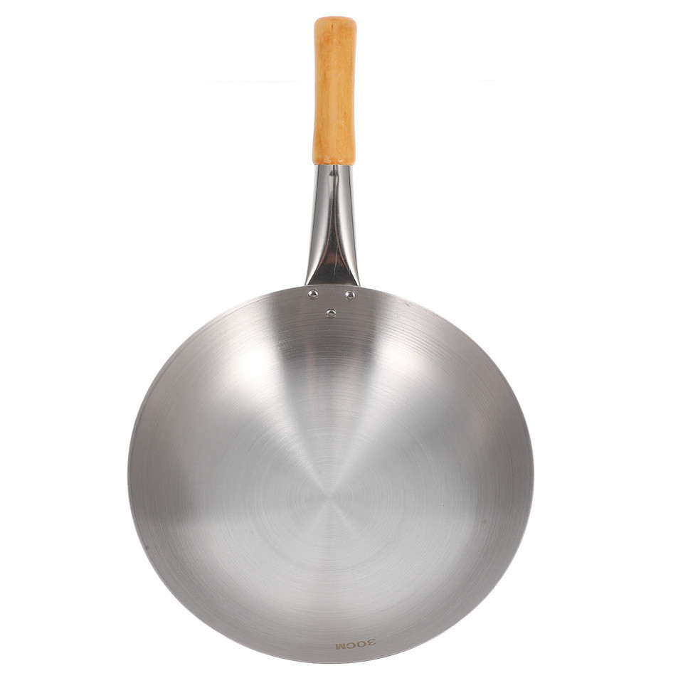 Wok Stainless Steel Skillet Frying Pan Cookware Heavy Duty for Stir Kitchen Chinese Griddle Pans