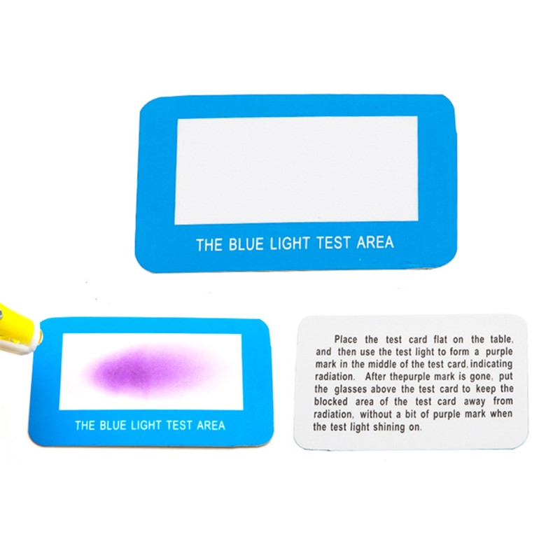 100Pcs Kartu Test Kacamata Blue Light Uv Test Paper Alat Tes Sinar Biru Kacamata Blue Light