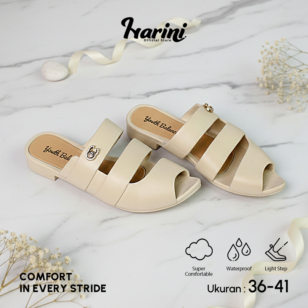 Flat Shoes Sepatu Sendal Teplek Kerja Wanita Slip On Wanita Jelly Premium Balance  1456-2