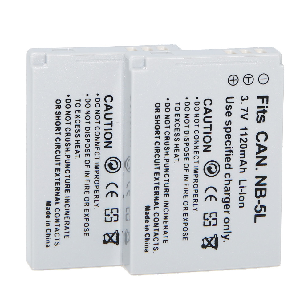 2pcs/lot 1120mAh 3.7V 2Pc/lot NB-5L NB 5L NB5L Reargeable li-ion Camera Battery For Canon 900 Ti SD7
