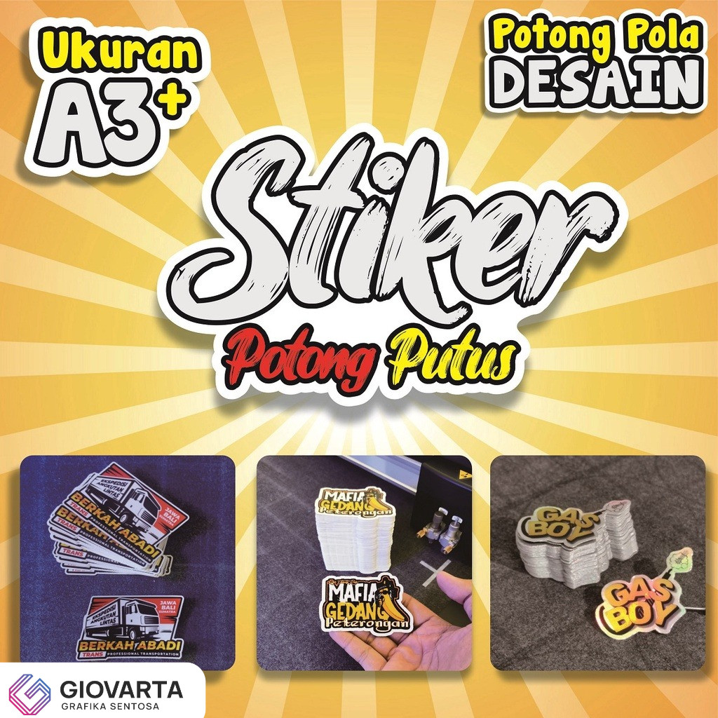 Stiker Potong Putus / Stiker Die Cut Custom Desain Custom Ukuran Bahan Vinyl Hologram Vinyl Putih Vi