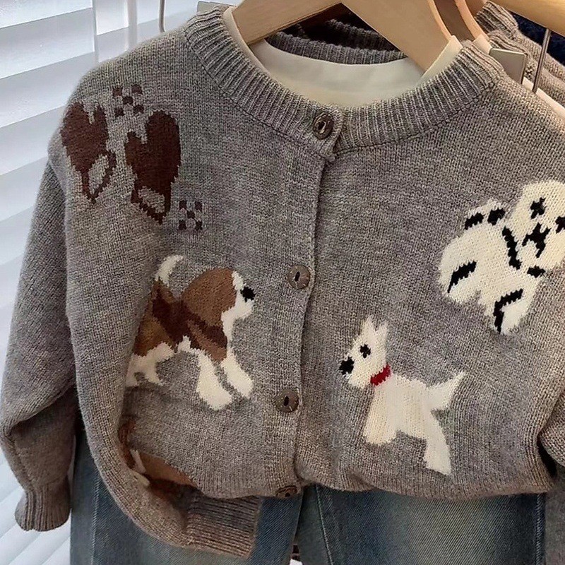 PUPPY KIDS KNIT CARDIGAN WOOL BLEND WINTER AUTUMN OUTFIT KARDIGAN RAJUT ANAK