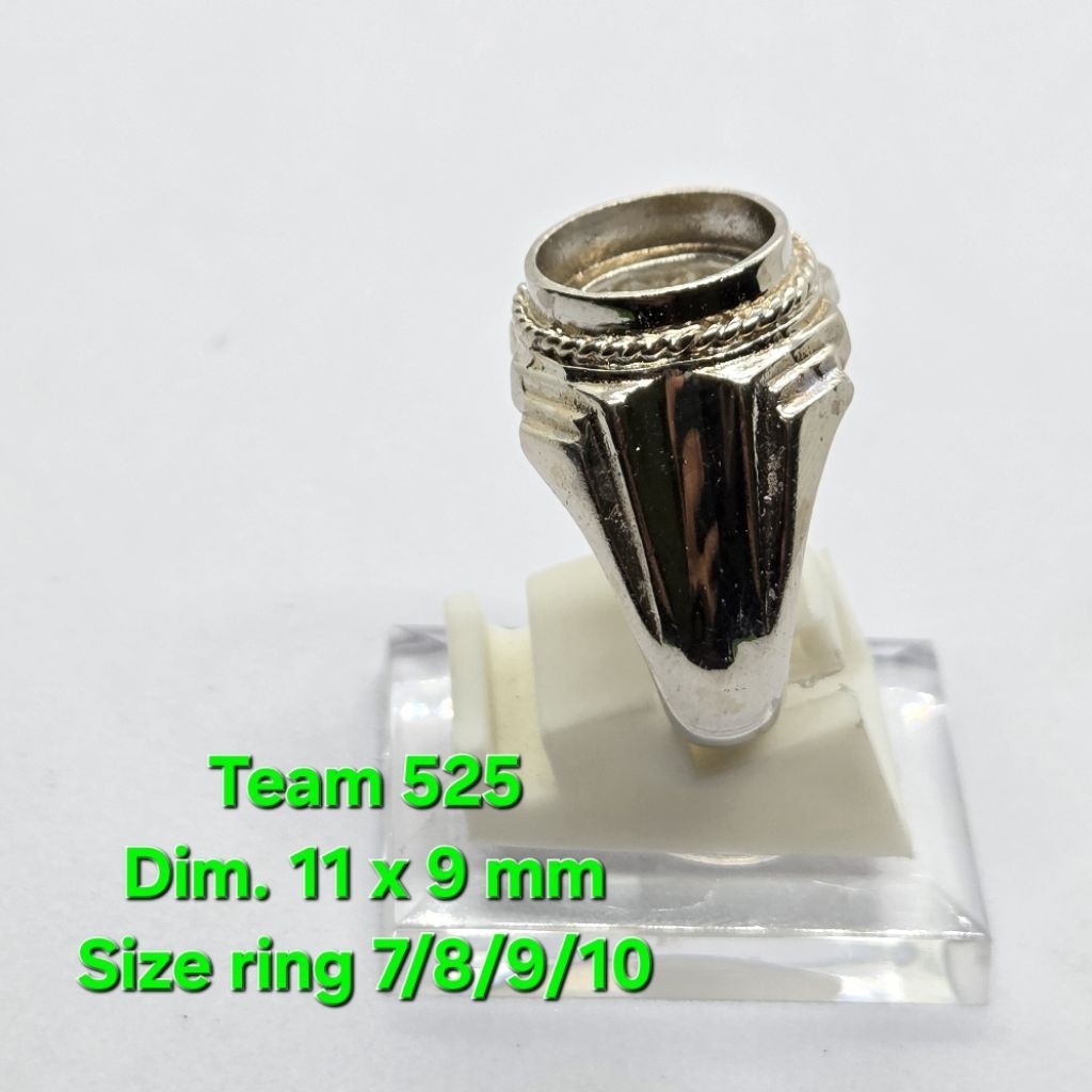 Ring emban alpaka super dim 11x9 tanam motif polosan / pengikat ring cincin batu akik eceran #BATUAK