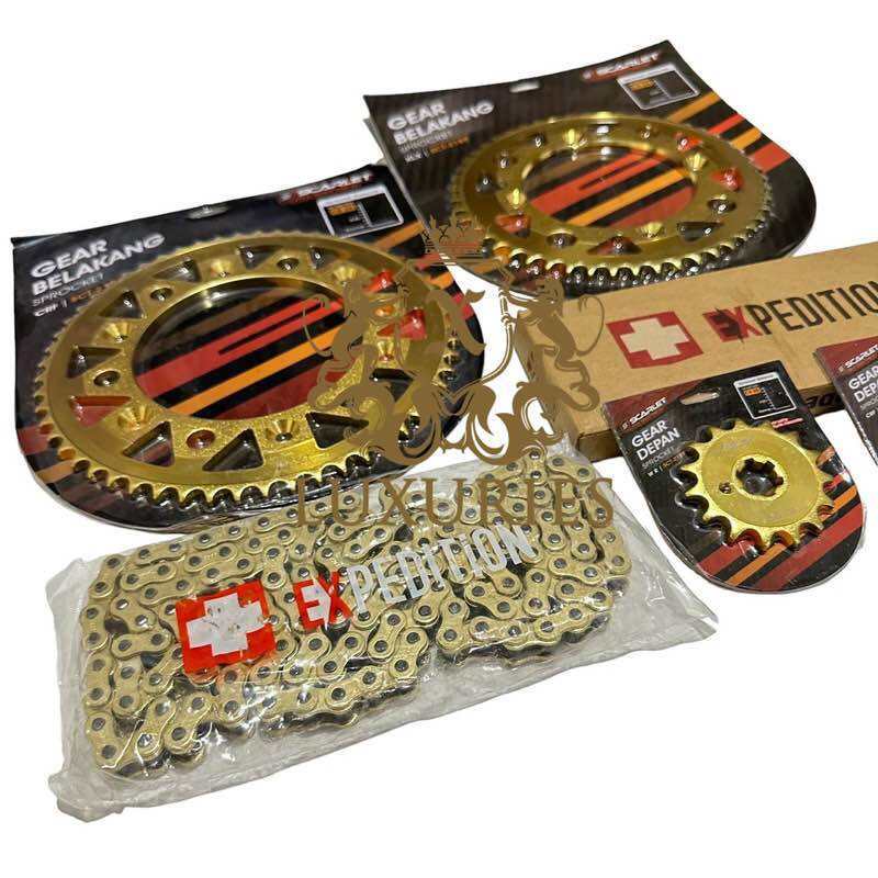 Paket Gear Set Crf 150 Gir Depan Belakang Scarlet Set Rantai Expedition Crf 150 Gear Crf Scarlet