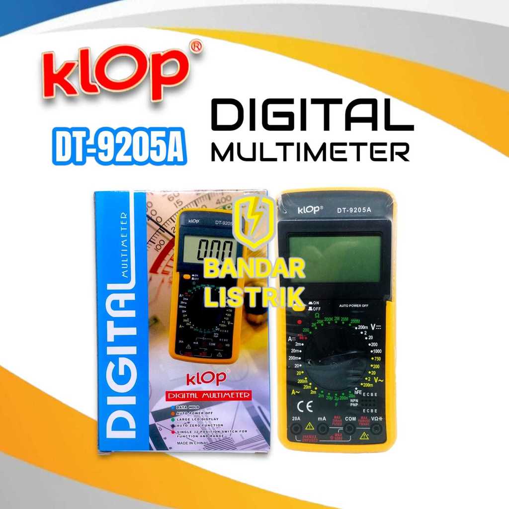 KLOP  Multimeter / Multitester DT-9205A Avometer Digital Buzzer Display Besar