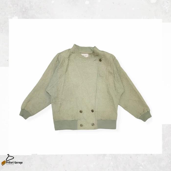 Harington Fleece Wool Boho Jacket Funny Vierge Full Bordir Light Green