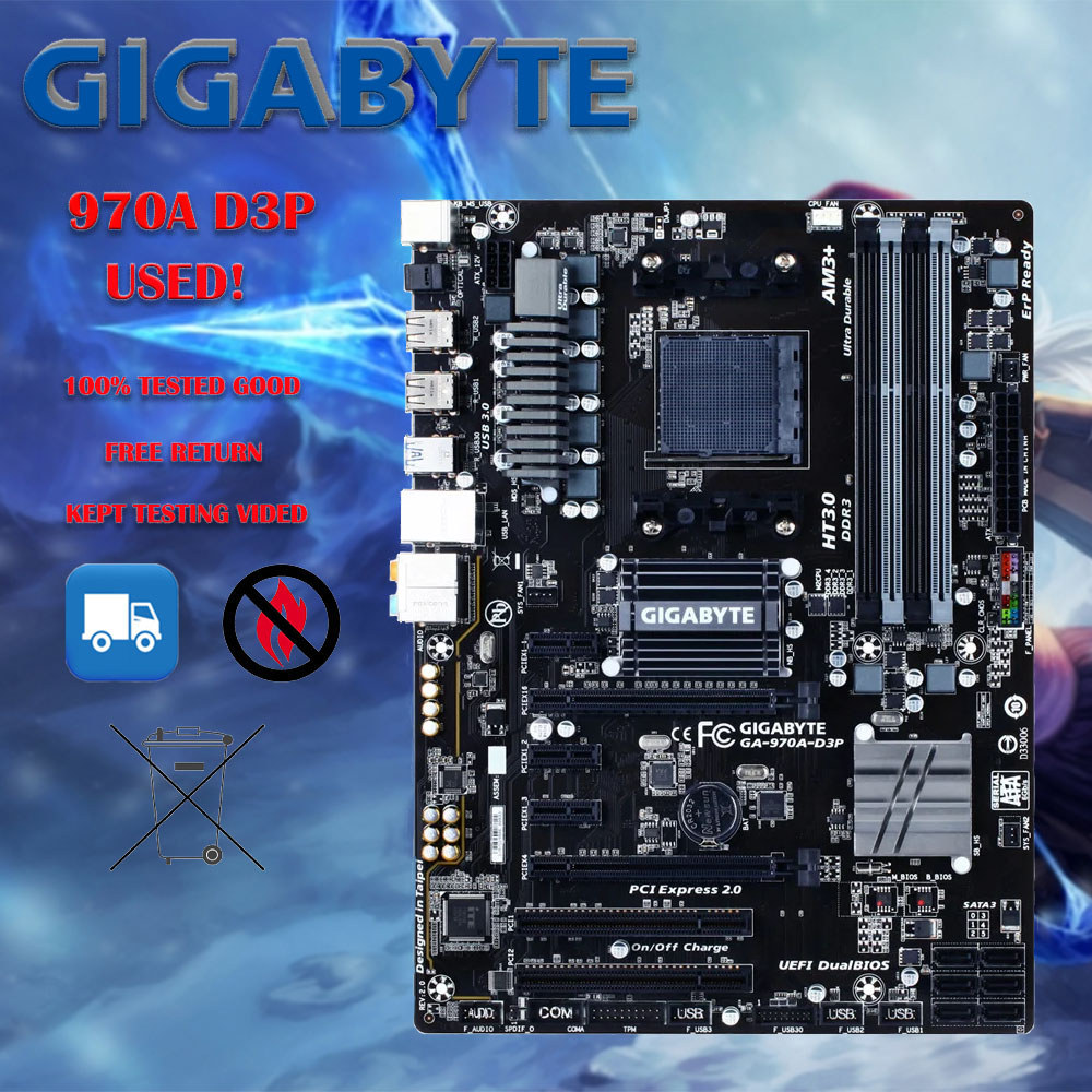 Gigabyte original motherboard GA 970A D3P Socket AM3AM3+ DDR3 boards 32GB 970 Desktop Motherboard