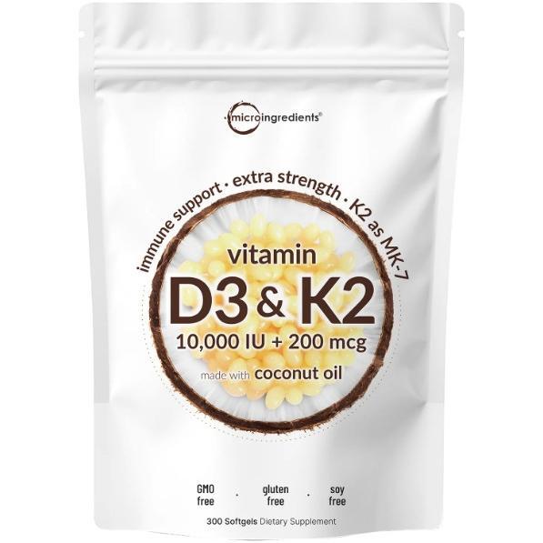 Flashsale Microingredients Vitamin D3 250mcg 10.000 IU + K2 200mcg isi 300 Softgels Original