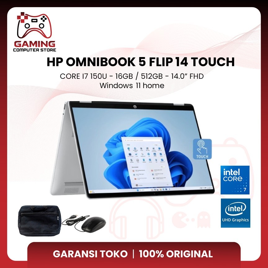 Laptop HP Omnibook 5 FLIP 14 Touch Screen Intel Core i7 150U -  Ram 8GB 512GB SSD Windows 11 Home 14
