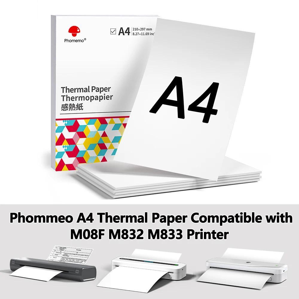 Phomemo Thermal Paper A4 Printer Paper QuickDry Paper Compatible with M08F M832 Portable Printer for