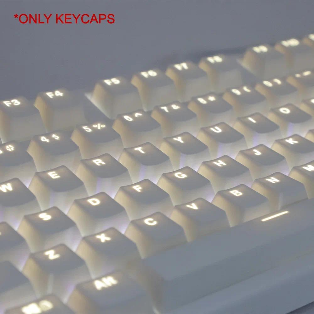 108 Keys White Keycaps ABS OEM Height Suit for 61 87 104 Meanical Keyboard Transparent Backlight Ann