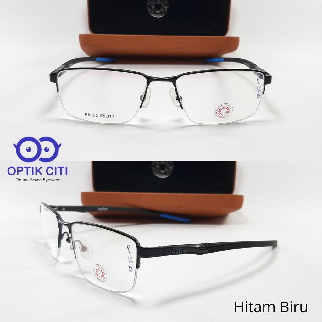 Frame Kacamata Pria Sporty Pay back Half Frame 5652 Original