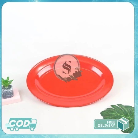 Piring Oval Melamin Saji 12 Inch Oval Ikan Pecel Lauk Melamine Lonjong Piring Saji Lauk Makanan Oval