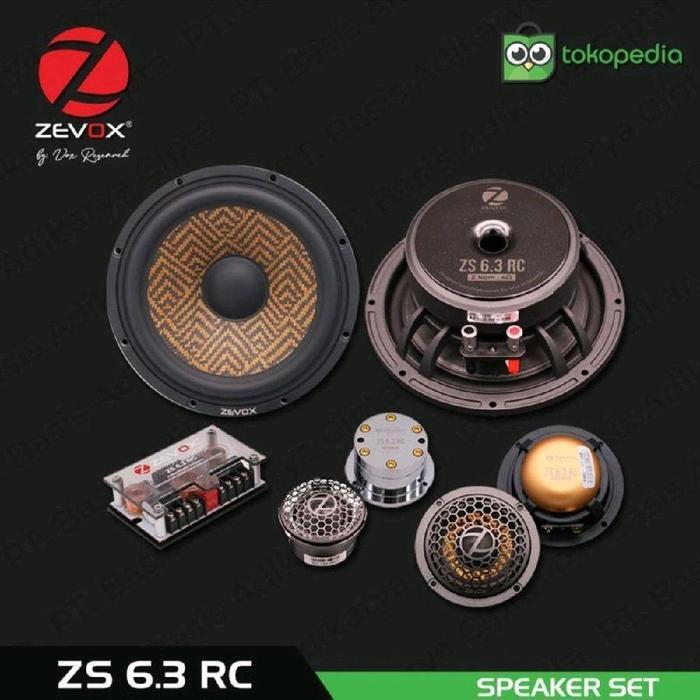 ZEVOK Speaker ZS 6.3 RC 3-Way Component Set Tweeter Dome Natural Silk Midrange 3" Cone Midbass 6" Co