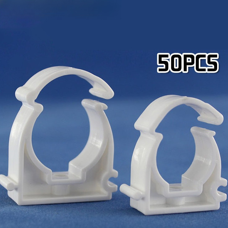 50 Pcs Klem Pipa Listrik 25mm PVC Conduit Clamp Tipe O Gesper Pengunci Pipa Kabel PEX Besi Putih
