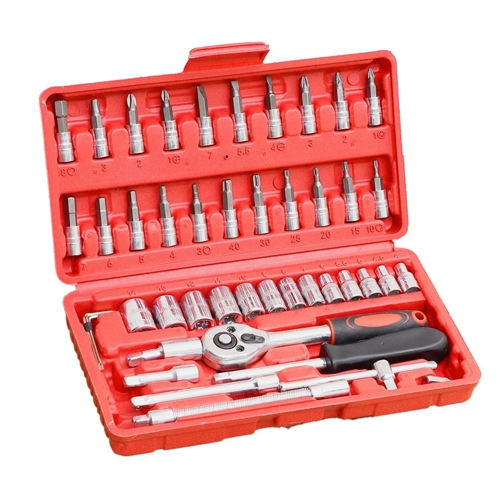 46 pcs perbaikan alat kunci lengan perbaikan mobil kunci set Fly kecil 1/4 roda kunci set peralatan 