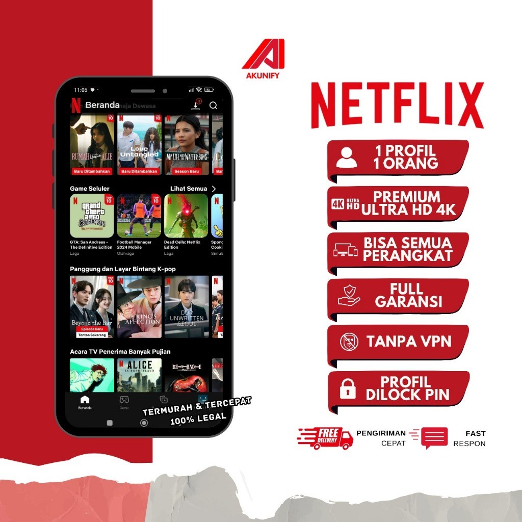 NETFLIX  3 BULAN 4K UHD PREMIUM PRIVATE PROFIL SENDIRI GARANSI 100%