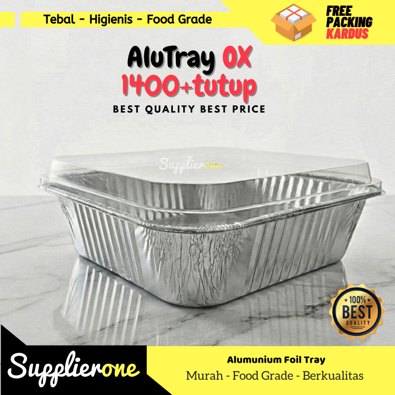 Aluminium foil tray dan tutup/alumunium foil tray/aluminium foil kotak/aluminium foil ox 1400