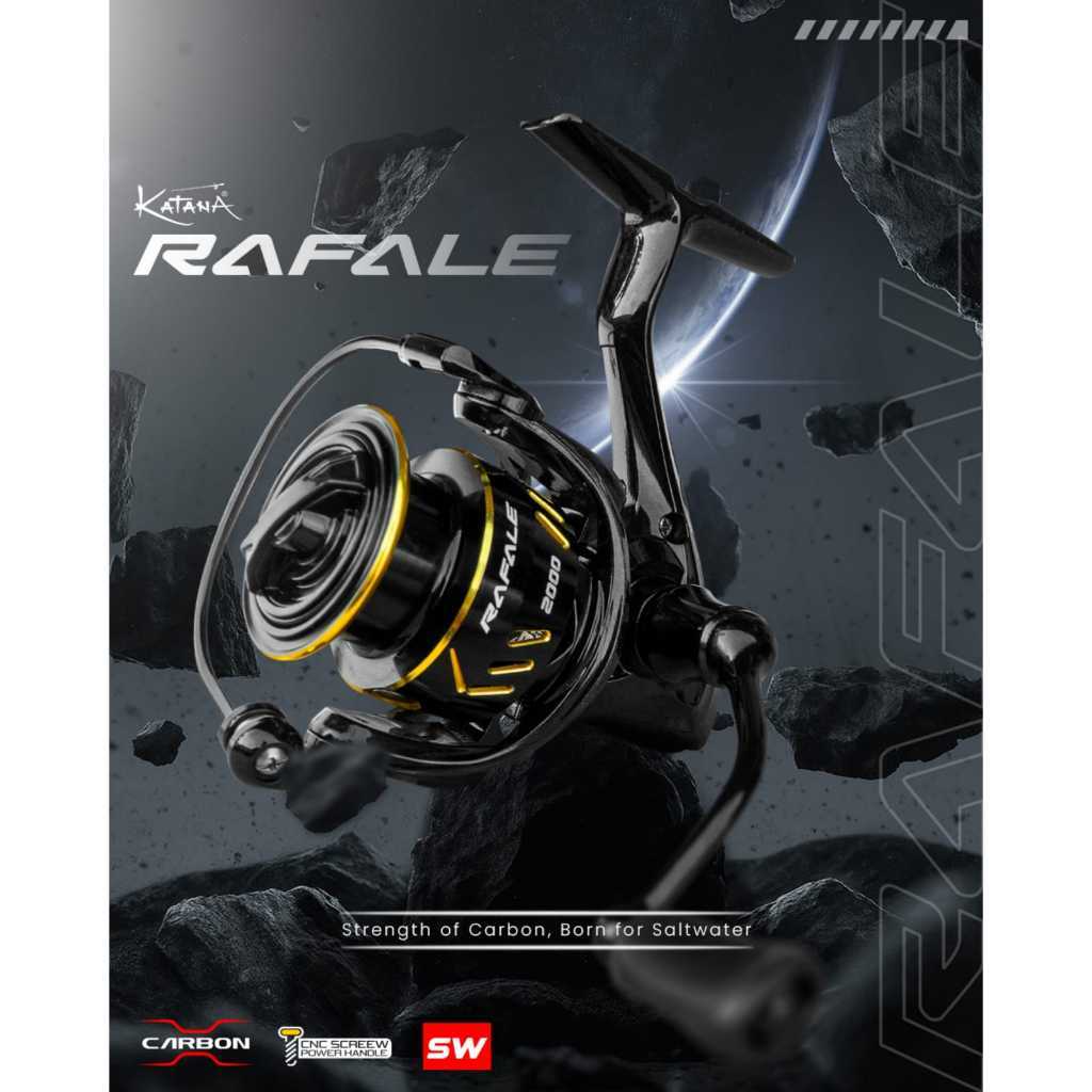 Reel Pancing KATANA RAFALE Power Handle dan sudah SaltWater dengan tampilan onepiece handle 8+1BB de