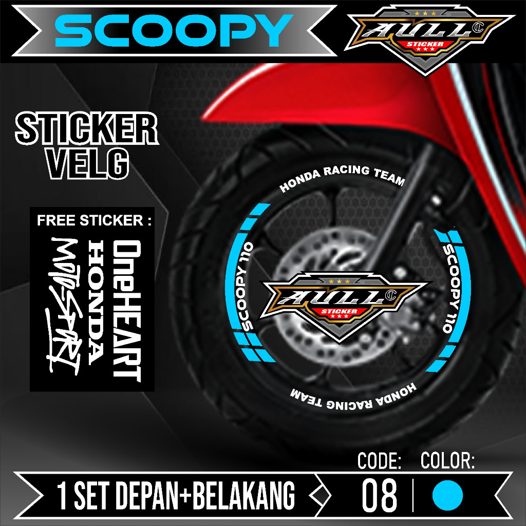 Stiker Cutting Velg Scoopy - Aksesoris Stiker Cutting Sticker List Velg Motor Honda Scoopy 2017 - 20
