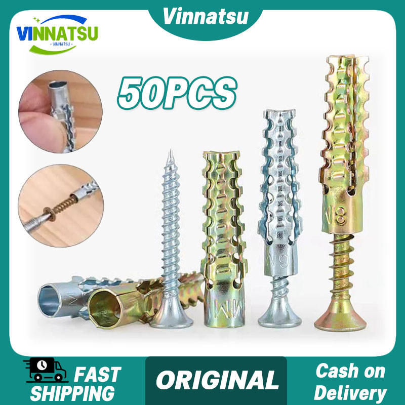 Vinnatsu 50pcs Sekrup Ekspansi Sekrup Dinding Tembok Baut Sekrup Expansion Anchor Wall Anchor Tembok