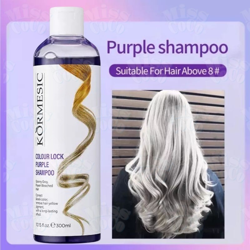 VIKADA Purple Shampoo Shampoo Warna Ungu untuk Rambut Pirang & Abu-abu Shampoo Warna Ungu Bantu Pert