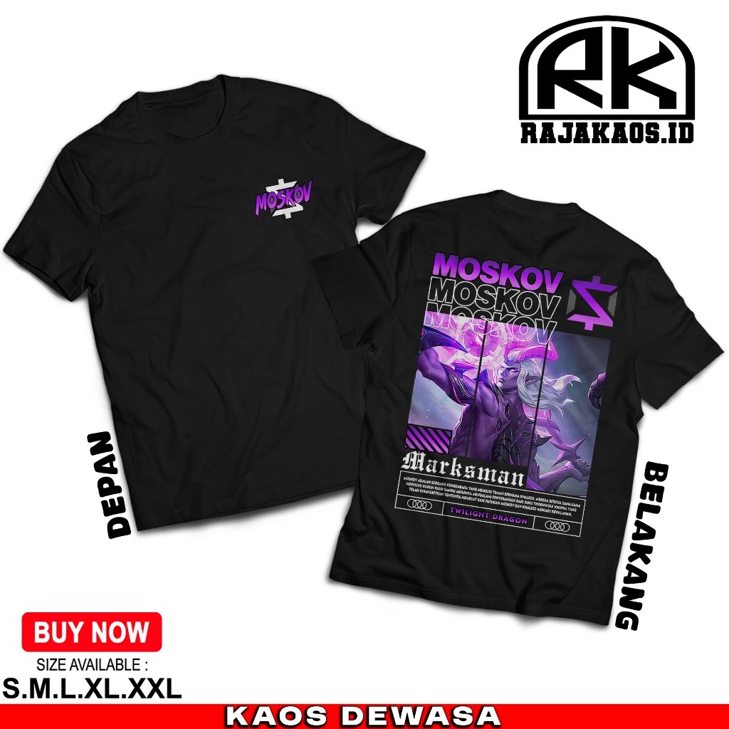 KAOS MOBILE LEGEND MOSKOV TWILIGHT DRAGON  - KAOS MOSKOV MARSKMAN - KAOS ML VIRAL - COMBED 30S