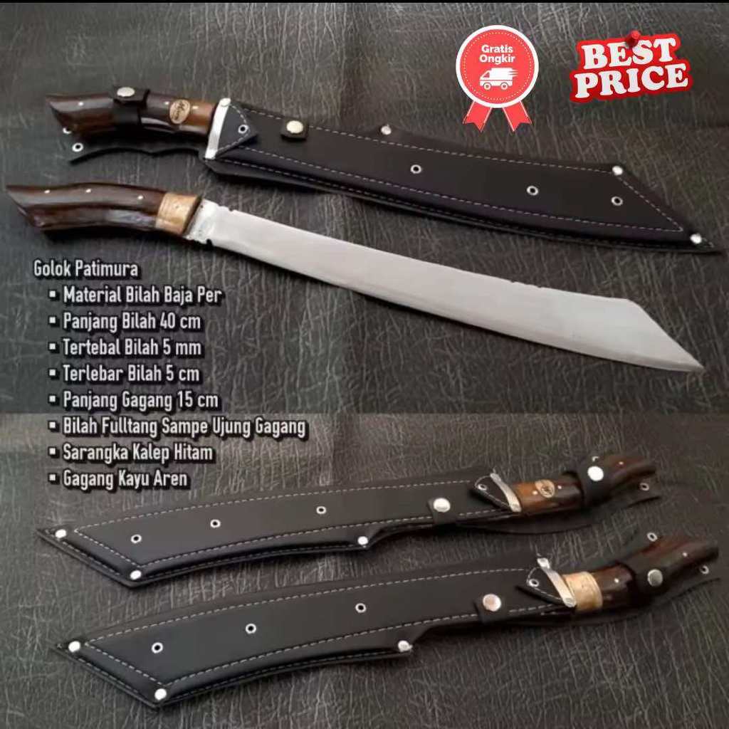 BP golok Patimura baja per panjang fulltang kalep hitam KERJA KEBUN Baja Per