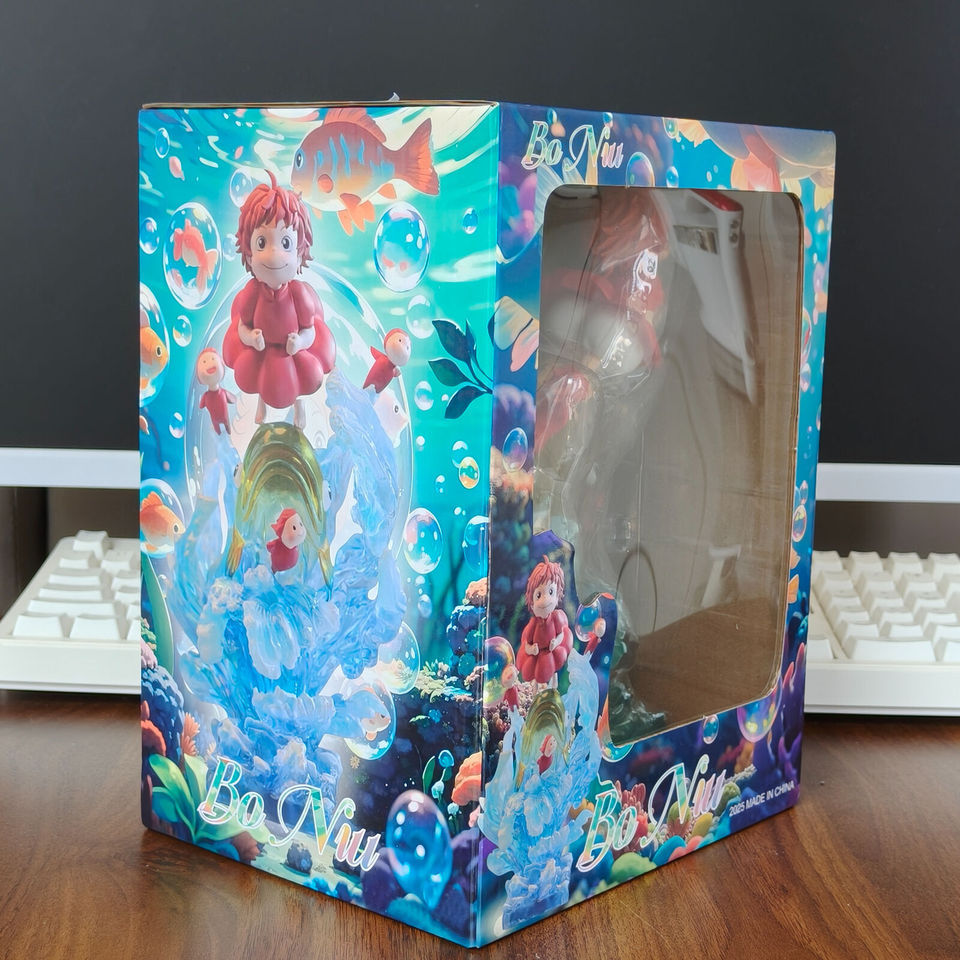 Ponyo 21CM On The Cliff Figure Ponyo Sousky Seagal Figure Emit Light Pvc Statue Anime Action Model D