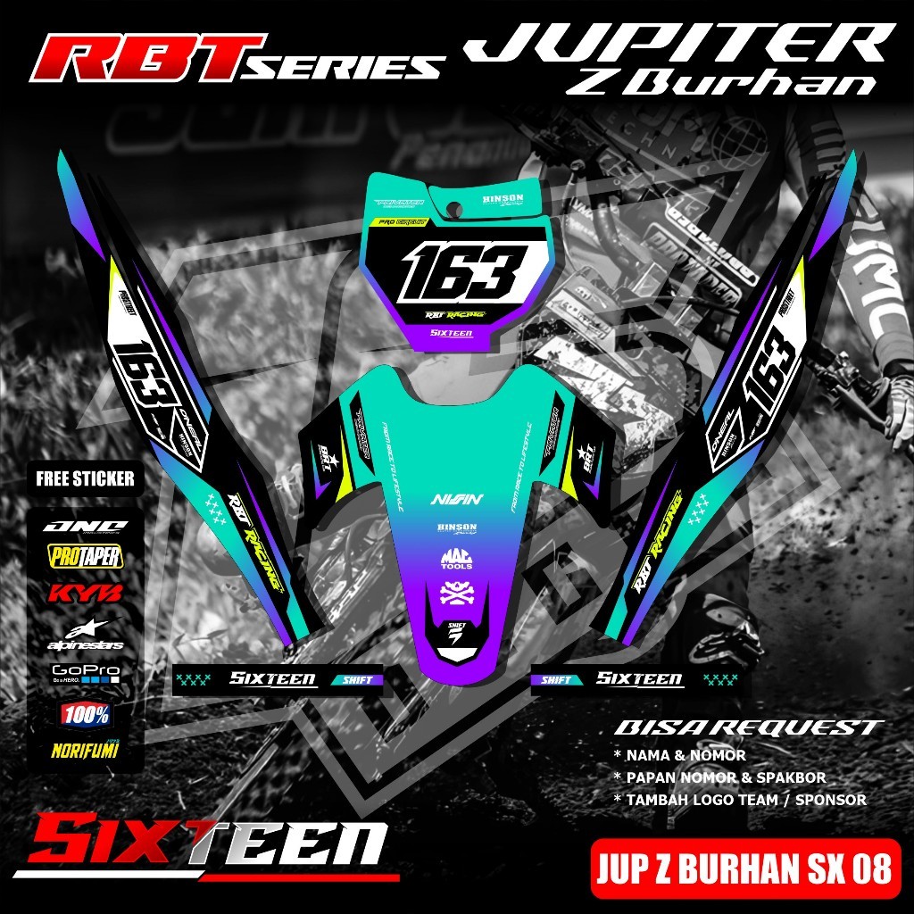 Sticker Decal RBT/GTX JUPITER Z BURHAN Stiker Striping Motor RBT Bebek Modif Terbaru Terlaris