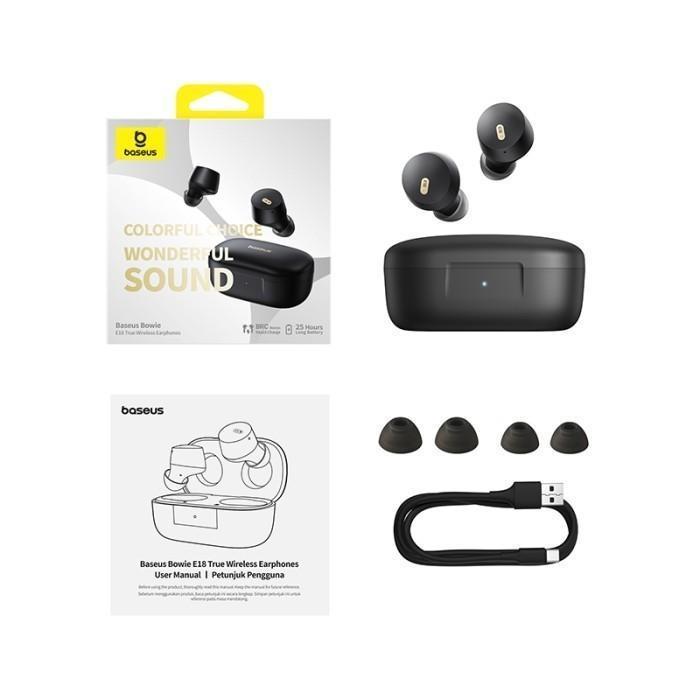 SOUNDORA Baseus Bowie E18 TWS True Wireless Earbuds Earphone Bluetooth 5.3 - Hitam