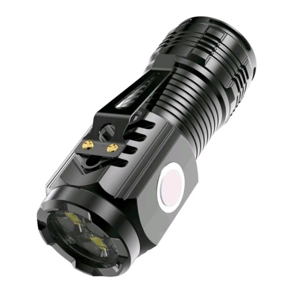 Senter LED super terang Senter mini LED 3 mata Senter SWAT 5 mode pengisian daya Klip magnet LED sup