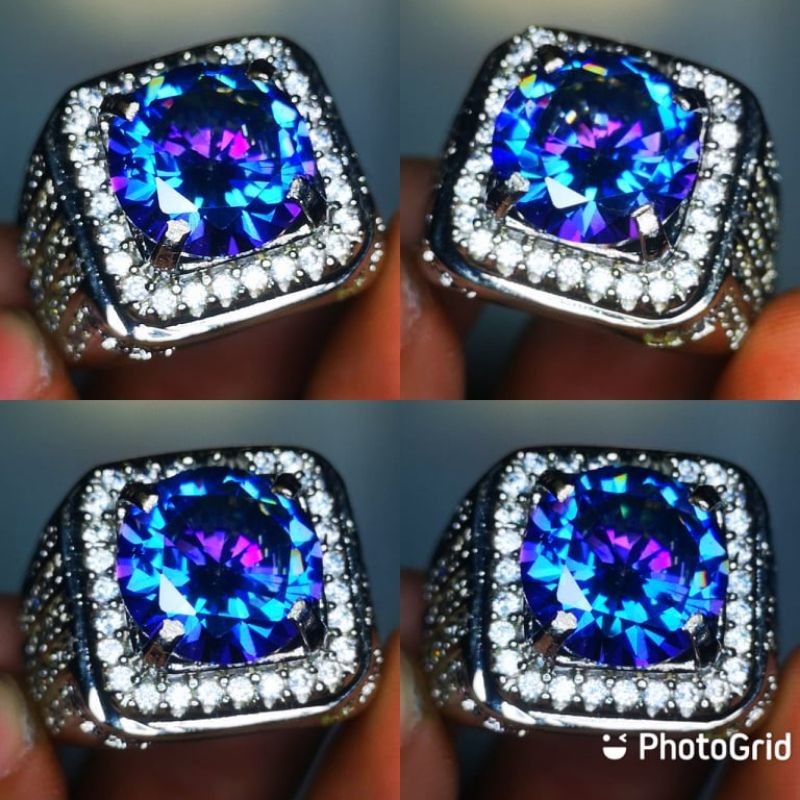 Batu Permata Blue Purple Diamond Moissanite Alpaka Mewah