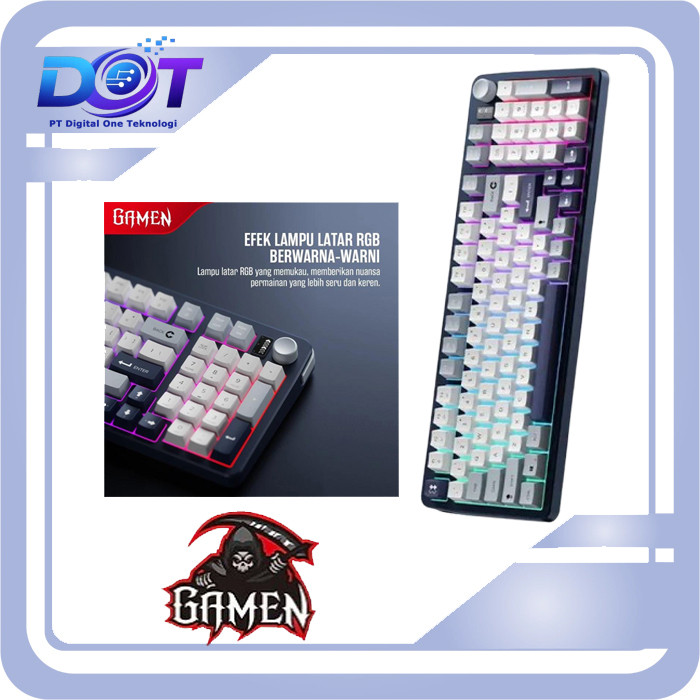 GAMEN GK300 BLUE Keyboard Gaming Membrane PBT Keycaps RGB Lightning Anti Ghosting 26 Keys FULLSIZE
