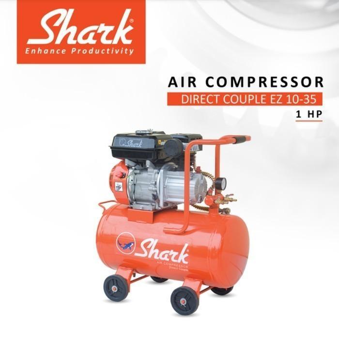 Shark Kompresor Udara 1HP Direct Couple EZ 10-35, Tangki 35L, Engine 5.5HP, Roda Full Karet, Getaran