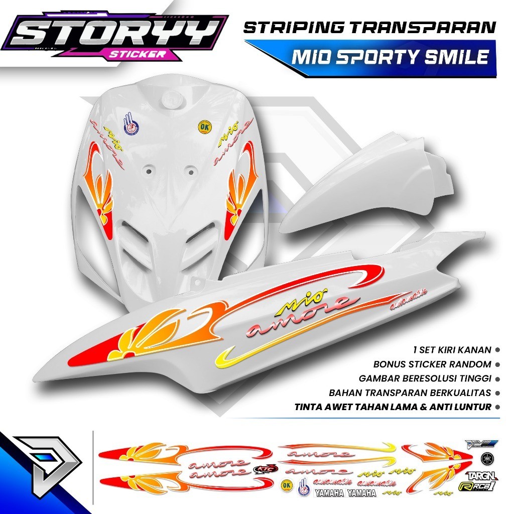 STRIPING TRANSPARAN MIO SPORTY | MIO SMILE | MOTIF BUNGA AMORE | STICKER BODY YAMAHA MIO