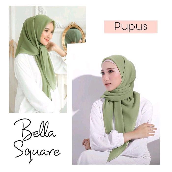 Kerudung Segi Empat Bella Square Hijab Square Premium | 60 Warna | size 115x115 | WARNA PUPUS - PUPU
