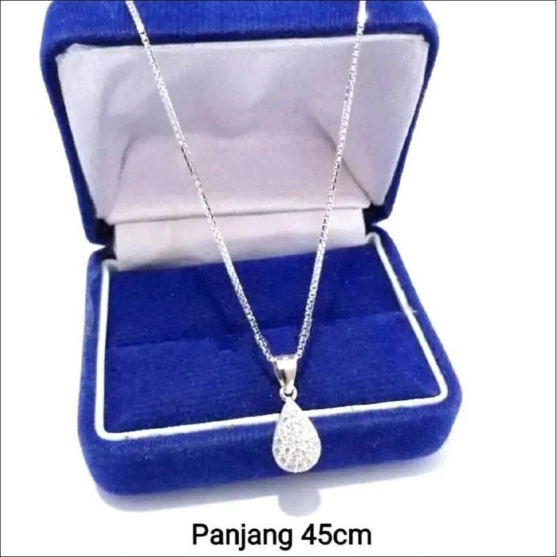Kalung ITALY Kaca Liontin Labu Permata Titanium Silver Perhiasan Trendy Masakini