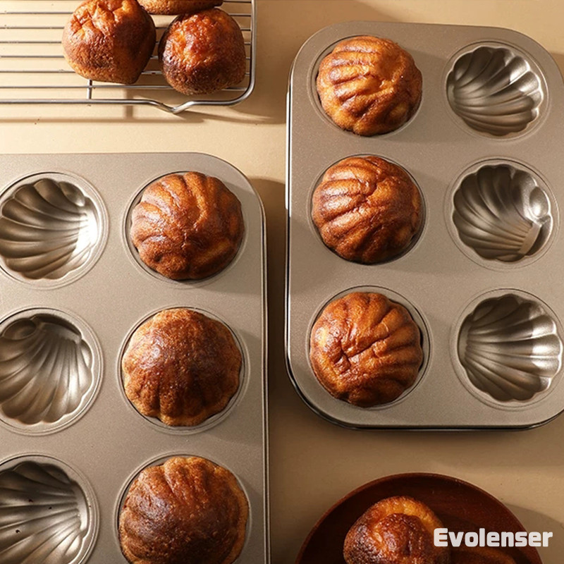Loyang Kue Madeleine 6 Lubang, Loyang Muffin, Kue Cup, Roti, Puding, Cetakan Makanan Penutup, Baki P