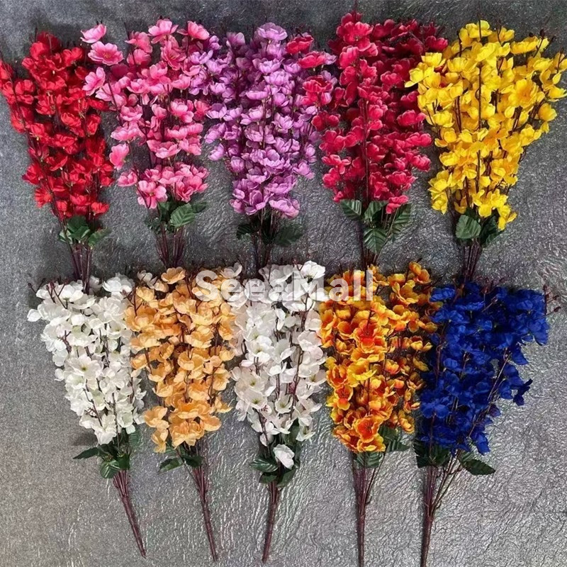 [COD] Bunga Sakura Meihua Buatan 7 Cabang 55cm Dekorasi Indoor - Tanaman Hias Plastik Imlek