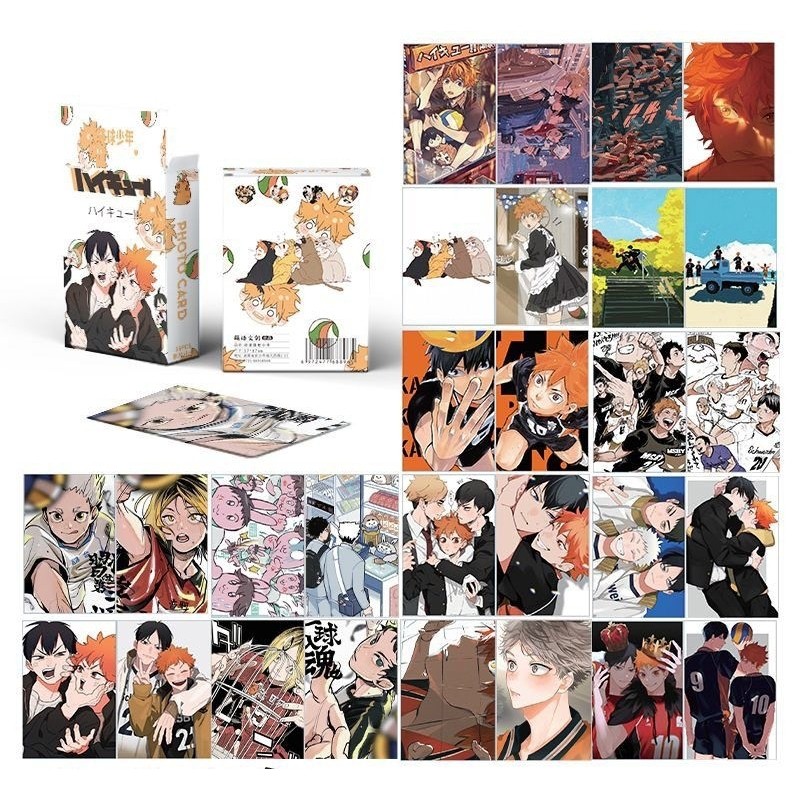 [50Pcs] Hologram Photocard Haikyuu Glitter Holo Lomo Card Photo Card Kpop Lomocard Anime Wibu Karakt