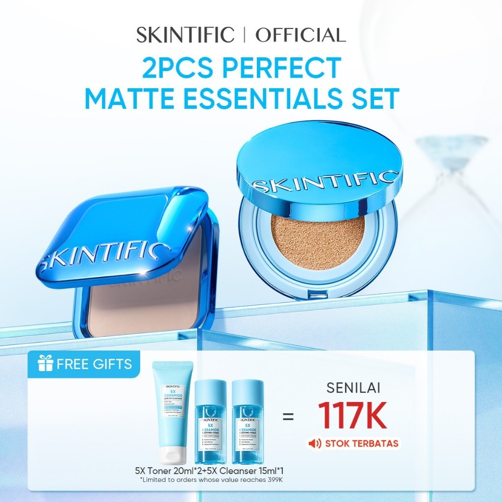 PROMO SKINTIFIC -2pcs Paket Makeup 2in1 Set | Perfect Stay Velvet Matte Cushion 11ml + Ultra Cover P