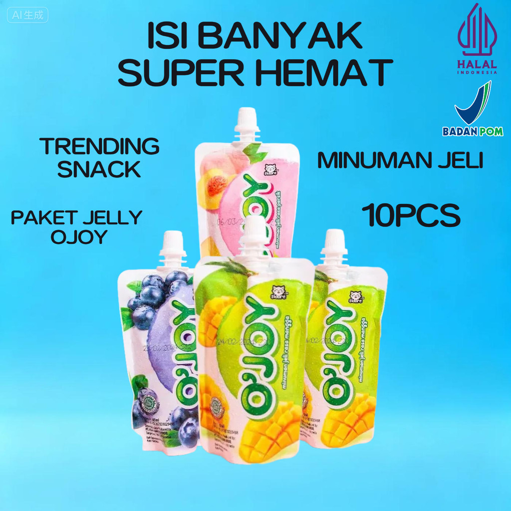 PAKET OJOY 10PCS MINUMAN JELLY OJOY ISI 10 PCS Peach Blueberry Jeli  Food Mangga Strawberry ojoy ISI