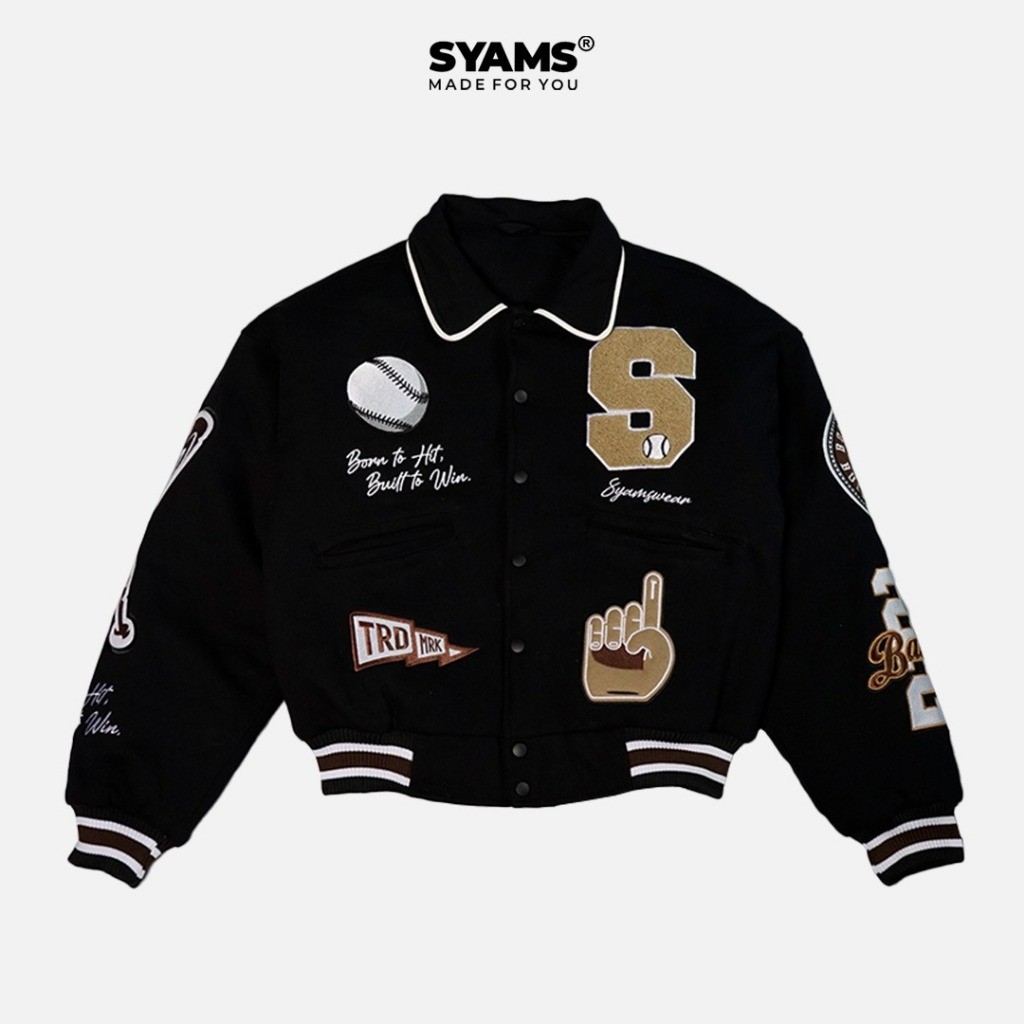 Syams Wear Jacket Varsity Slam Syndicate Jaket Embroidery Flecee 330 GSM