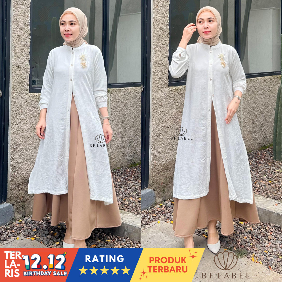 BF Label - ALIKA LONG TUNIC | Tunik Rayon Crinkle Panjang Polos | Tunic Korean Style | Lebaran Idul 