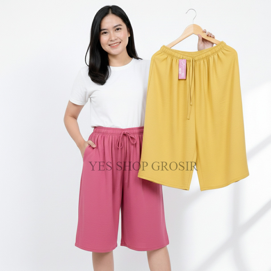 Celana Kulot Pendek Jumbo Wanita 7/8 Crinkle Airflow