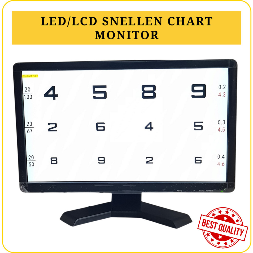 LED/LCD Snellen Chart TY-185W – Monitor Khusus Tes Mata Profesional, Huruf ‘E’ & Tajam, Stand Stabil