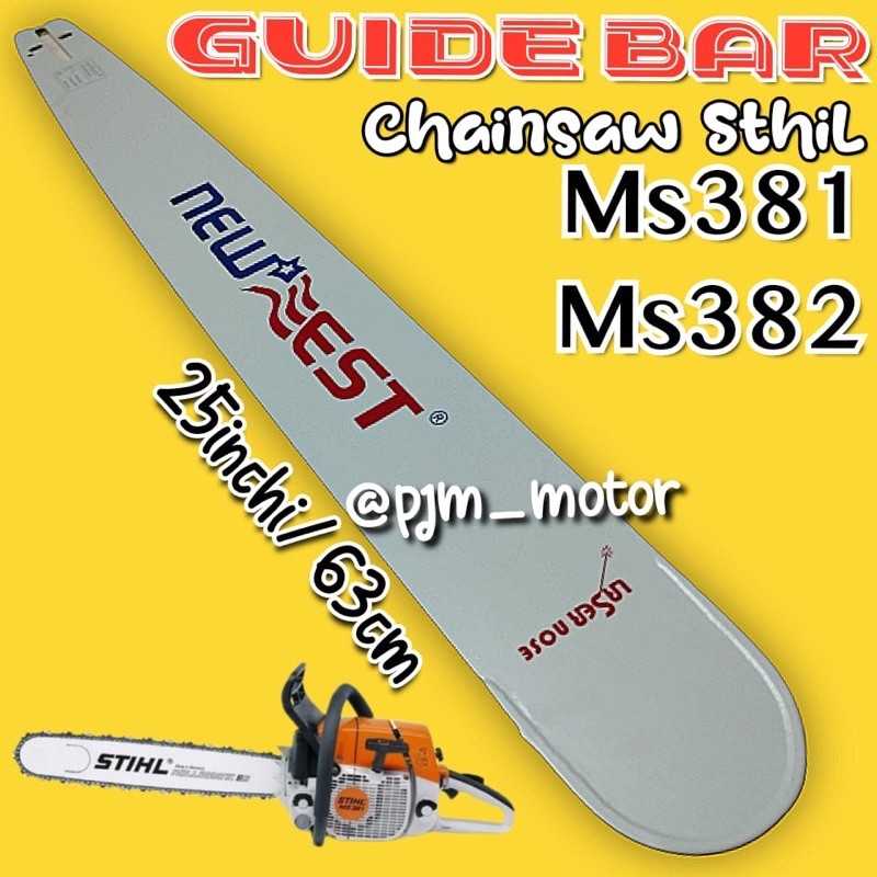 Ms381 Bar parangan panjang 25 Inci mesin chainsaw senso sinso sthil stihl ms382