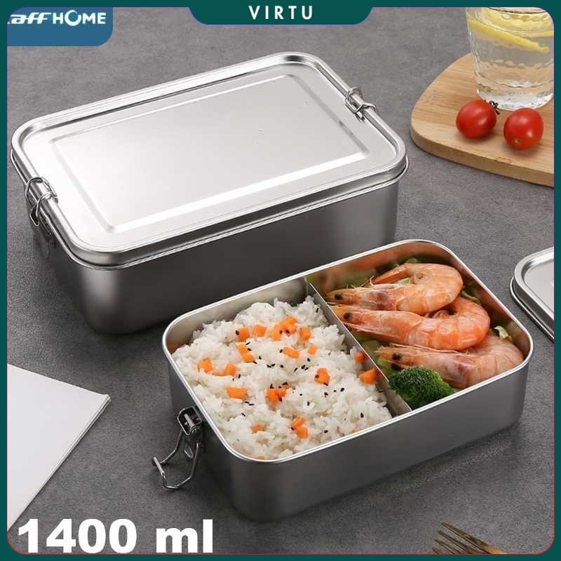 TaffHOME Kotak Makan Lunch Box Stainless Steel 2 Grid 1400ml - UP-14